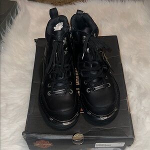 Harley-Davidson Black and Silver High-Top Boots
